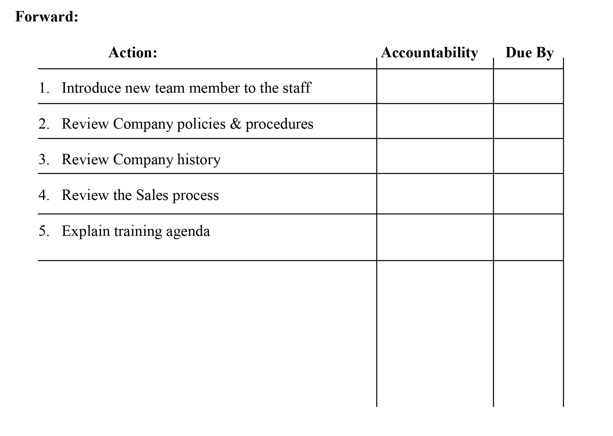 Implementation Action Plan