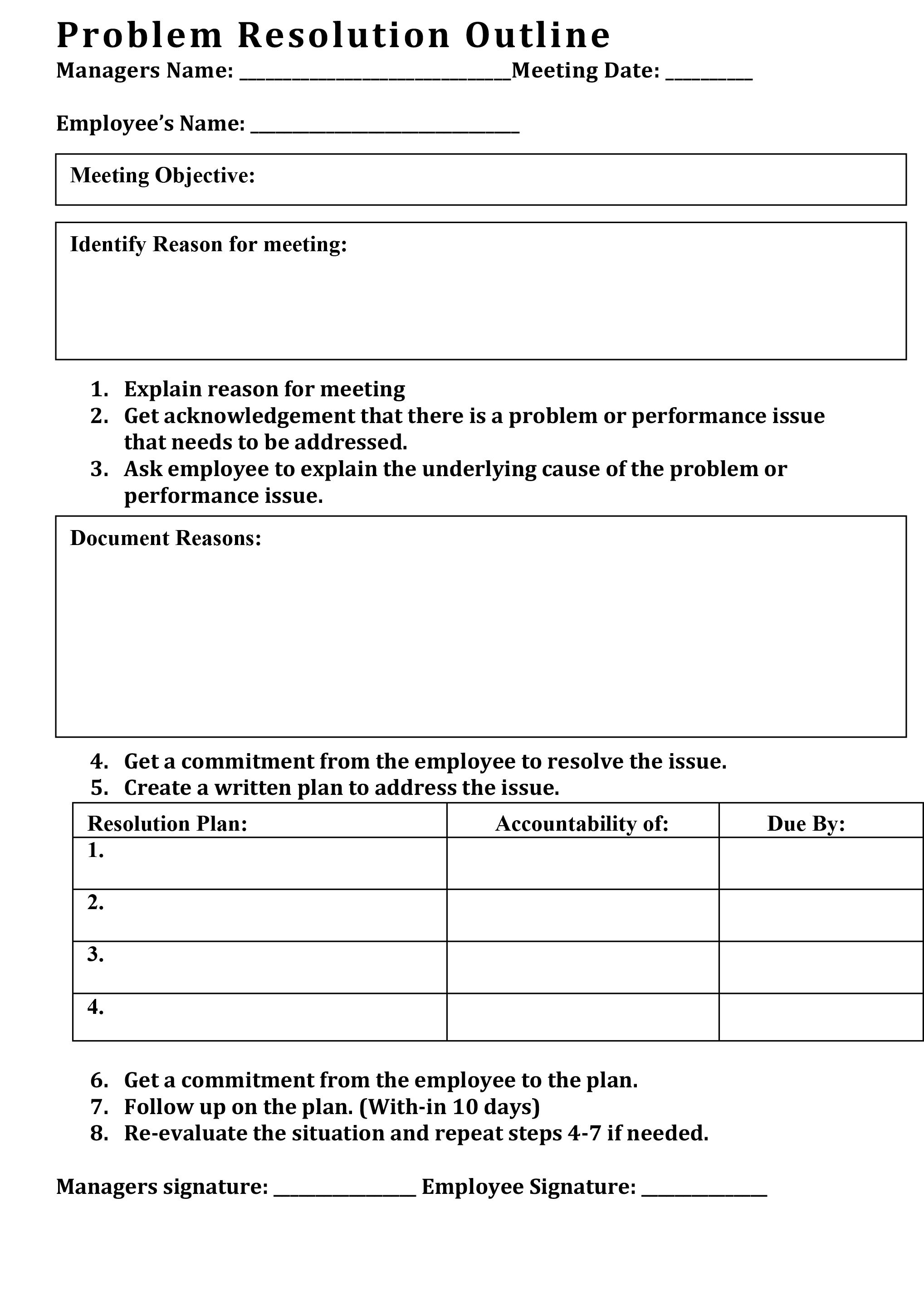 Problem Resolution Form